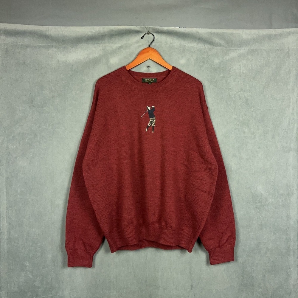Vintage Bobby Jones Sweater Mens Size XXL Embroidered Golf Merino Wool Preppy